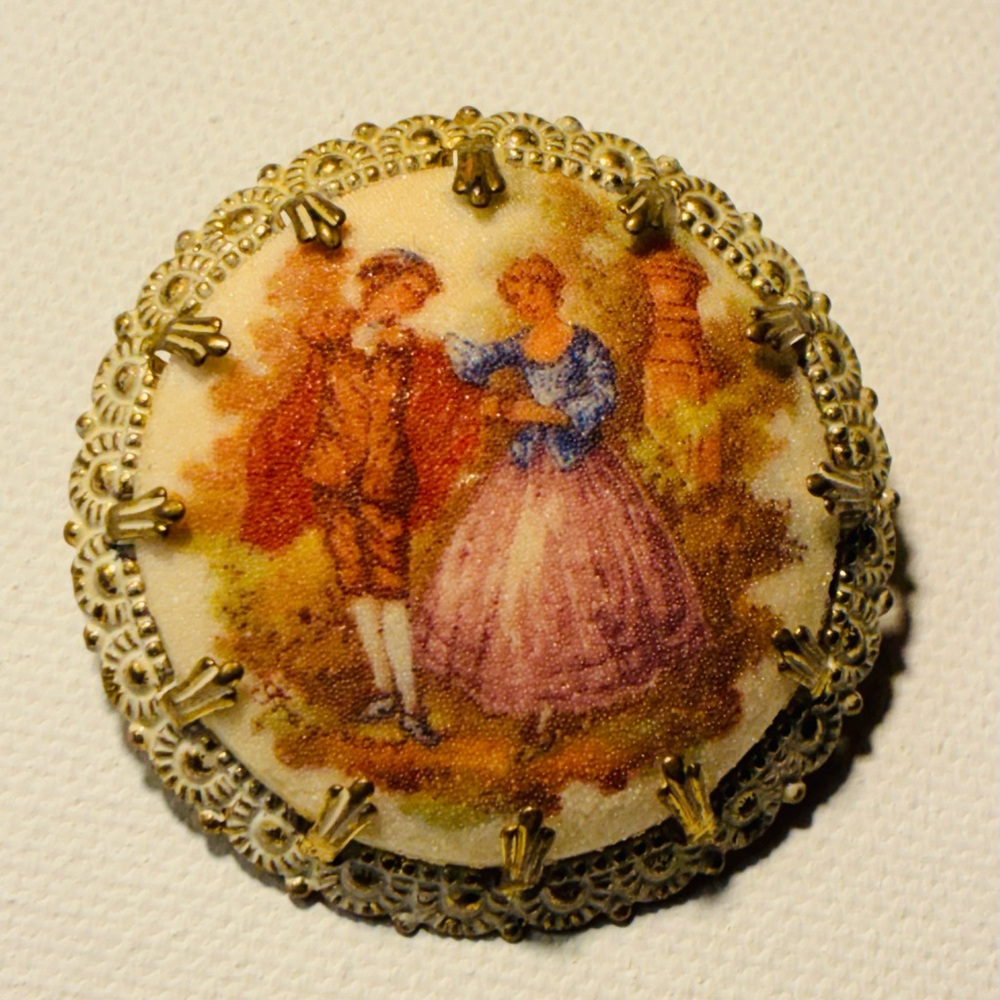 Vintage Western Germany Brooch with Couple